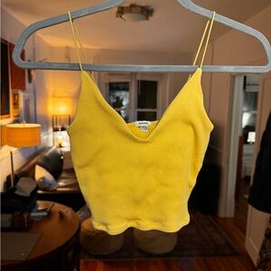 Garage Bright Yellow Ribbed V-Neck Cami